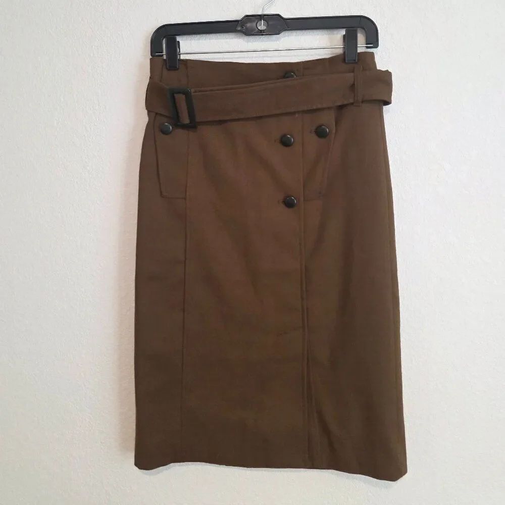 Anthropologie Cartonnier Brown Trench Pencil Skirt Sz 2